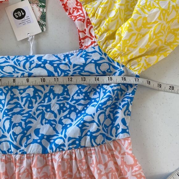 Oliphant Bubble Skirt Mini Dress Canary Multi-Color Balloon Short Puff Sleeve - Picture 12 of 16